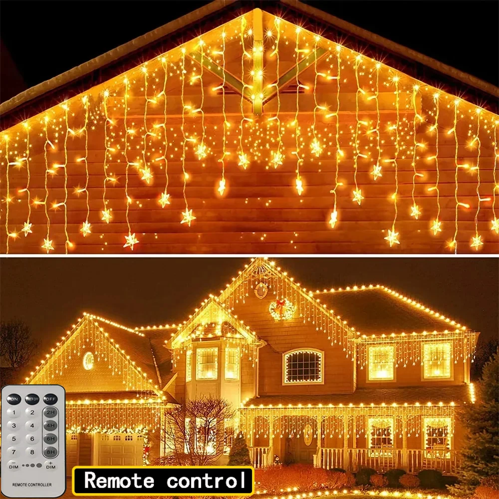 

Christmas Decoration Outdoor 4M-40M Street Garland on the house Icicle Lights Outdoor Waterproof Curtain Fairy String Lights