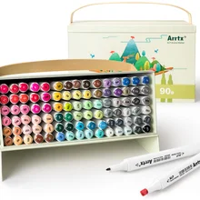 Arrtx ALP 90 kolorów markery alkoholowe końcówki z obu stron pióro do rysowania dla ilustracji portretowej odpowiednie dla początkujących i artystów tanie tanio CN (pochodzenie) 90 kolory box Markery do malowania Zestaw