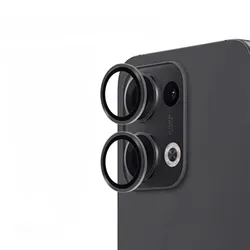 Premium Rear Camera Lens Protector with Metal Ring for Enhanced Durability and Clarity (Black)