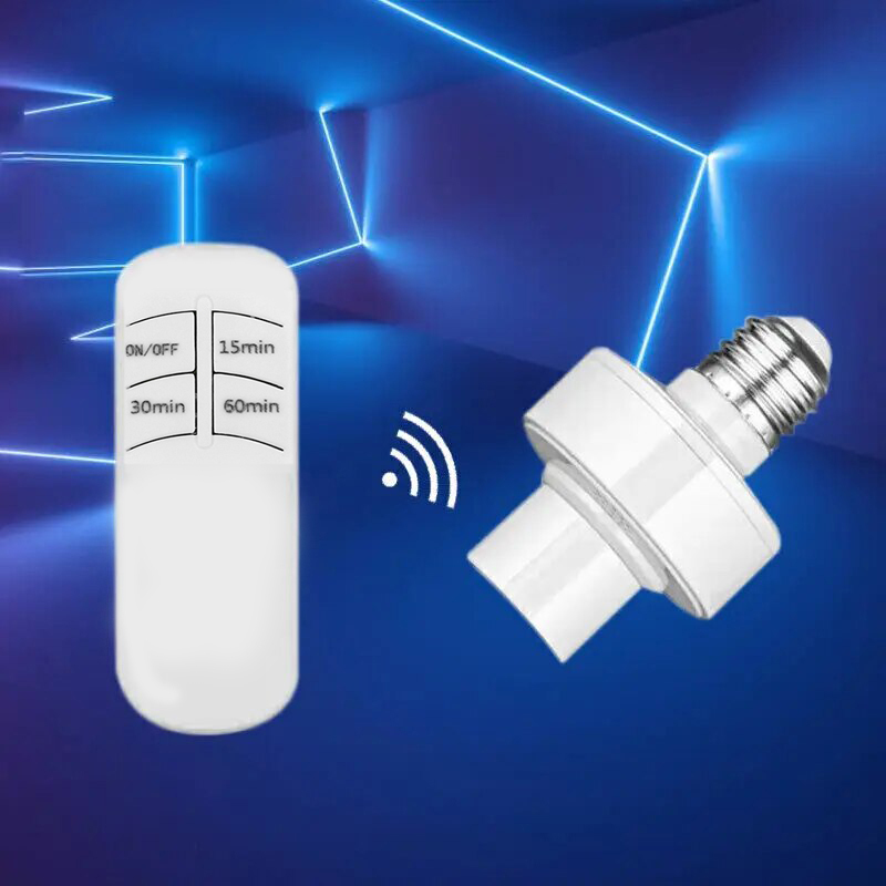E27 Smart Remote Control Light Switch LED Lamp Wireless Timer Holder Bulb Base Socket On/Off 30M Range For Ceiling Chandelier