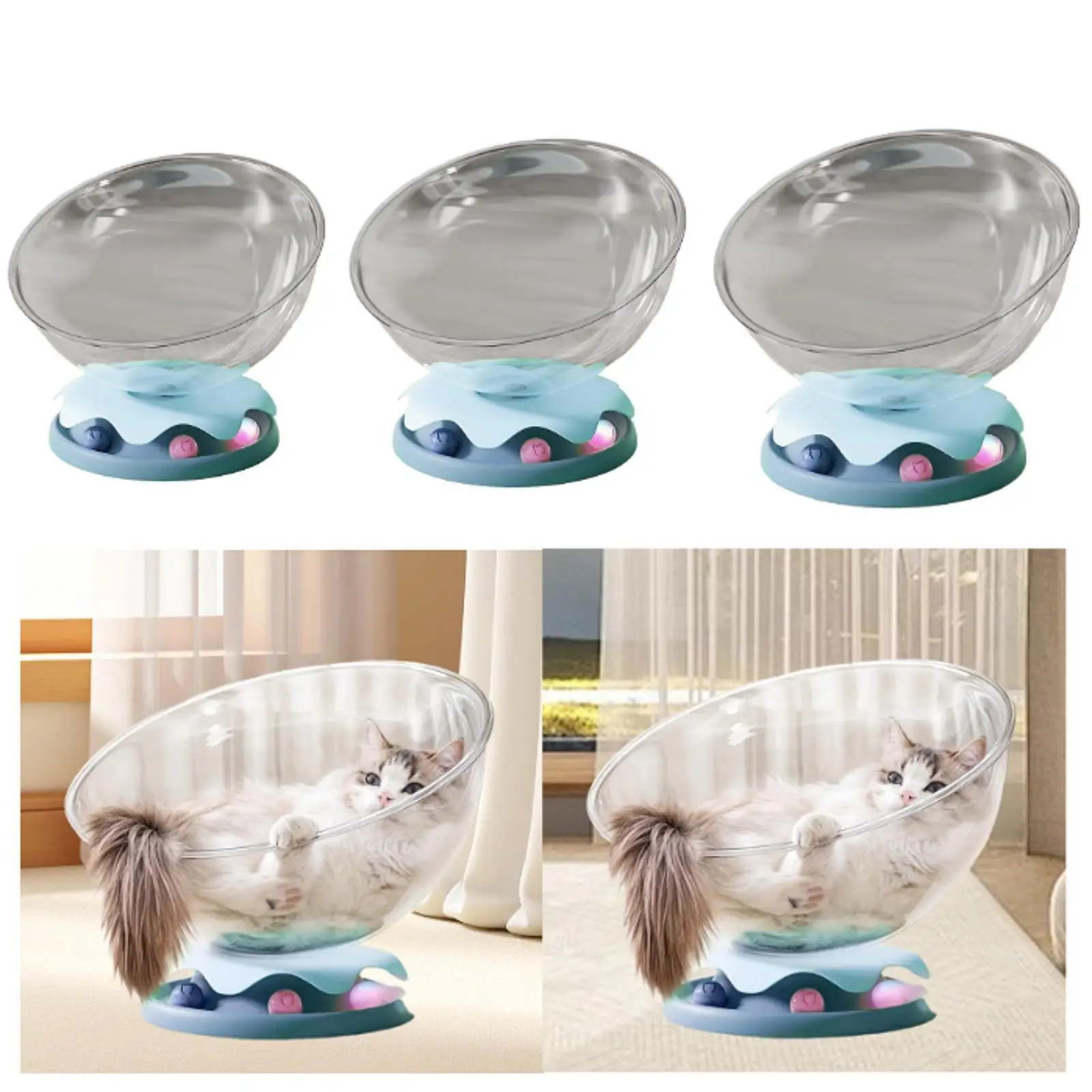 Space Capsule Cat Bed Activity Center Breathable Universal Transparent Stable Pet Supplies Hammock for Indoor Cats Kitten