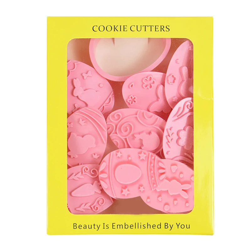 Cookie Cutter Baking Mold Cookie Mould Baking Decorating Tools Pastry Cutter 9Pcs/set Easter Cookie Cutter Mold Rabbit Egg Jam Biscuit Embossers Stamp Mould For Easter Party Cake Decoration DIY Baking Tool