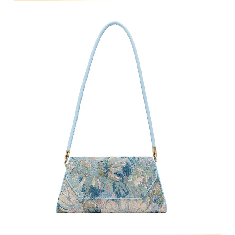 Fashionable Oil Painting Bag Women Bags 2022 New Autumn Portable Bag Flower Design Fashionable Saddle Bag