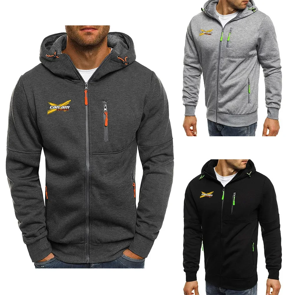 

CAN-AM BRP 2024 Men's New Long Sleeve Casual Hoodies Zipper Fashion Print Cotton Hooded Jacket Solid Color Hoodie Sweatshirt Top