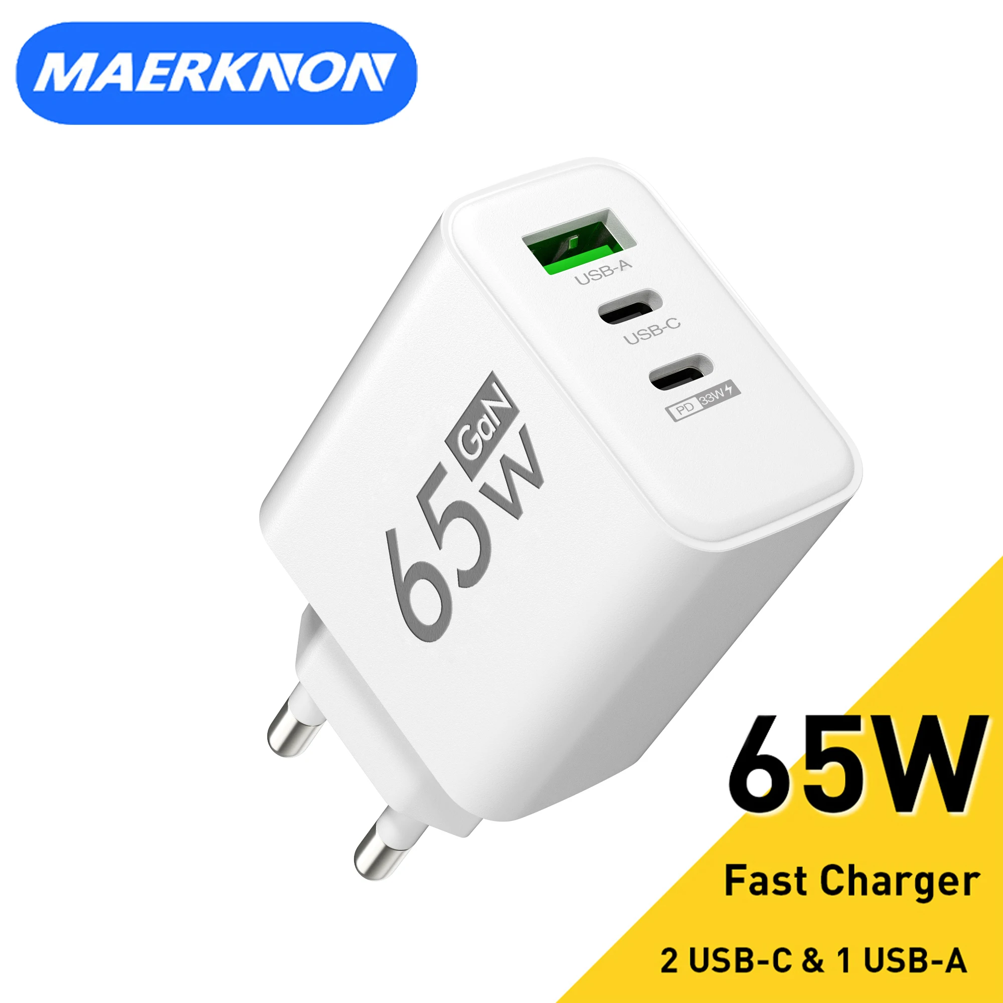 Cargador USB C GaN de carga rápida, adaptador de pared 3,0 para teléfono  iPhone, Xiaomi 13, POCO, Samsung, Oneplus, 65W - AliExpress