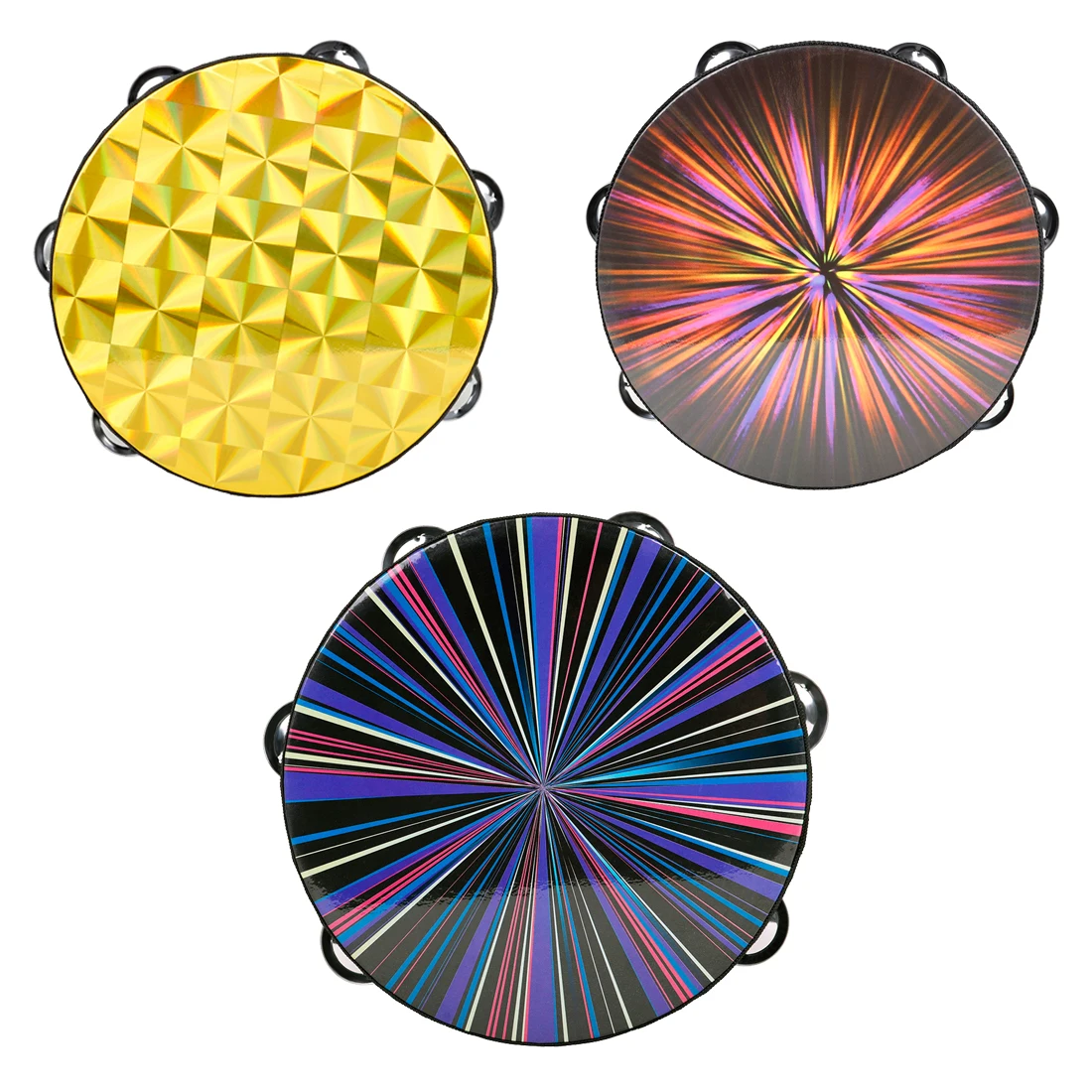 Orff 8-inch Double Row Hand Tambourine Polyester Drum Skin Solid Wood Drum Children's Gift Toys Percussion Musical Instrument