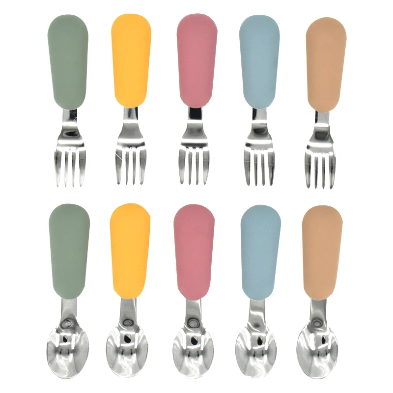 Baby Eating Tableware Set Children Utensil 316 Stainless Steel Toddler Dinnerware Cutlery Cartoon Infant Food Feeding Spoon Fork learning spoons,fork spoon set,stainless steel cutlery set,baby cutlery