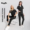 KUNGFU SCRUBS Women Short-sleeved Scrubs Set Surgical Nurse Uniform 2pcs With Antibacterial Water-repellent T-shirt Pants Suit