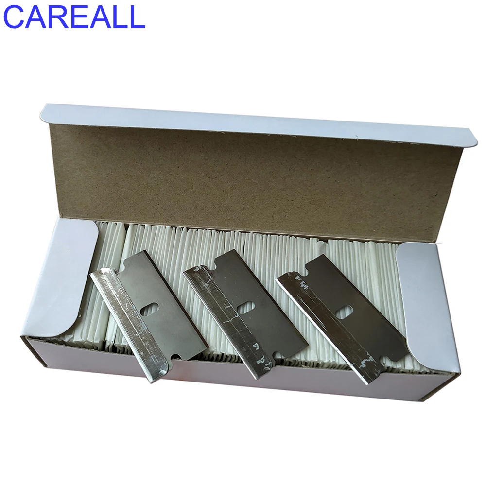 Razor Blade Scraper CAREALL 100pcs Carbon Steel Razor Blade Scraper Vinyl Wrap Film Glue Window Ceramic Glass Oven Shovel Car Clean Sticker Remover