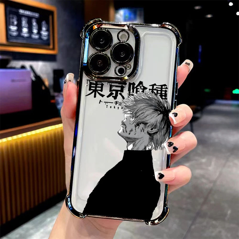 Stylish Anime Tokyo Ghoul Plating Phone Case with Anti-Fall Airbag Protection