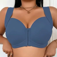 Soutien-gorge sans couture grande taille pour femme, style gilet à boutons sur le devant, bonnets fixes, confortable toute la journée, sous-vêtement amincissant la poitrine 4