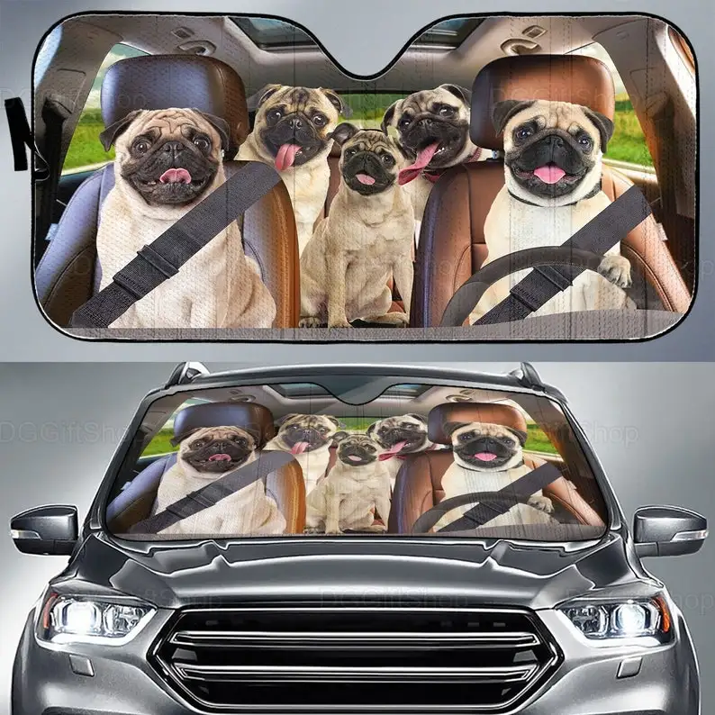 

Pug Car Sunshade, Pug Car Decoration, Pug Lover, Car Auto Sun Shade, Gift For Him, Funny Pug Sunshade, Pug Decor LNG212204G04