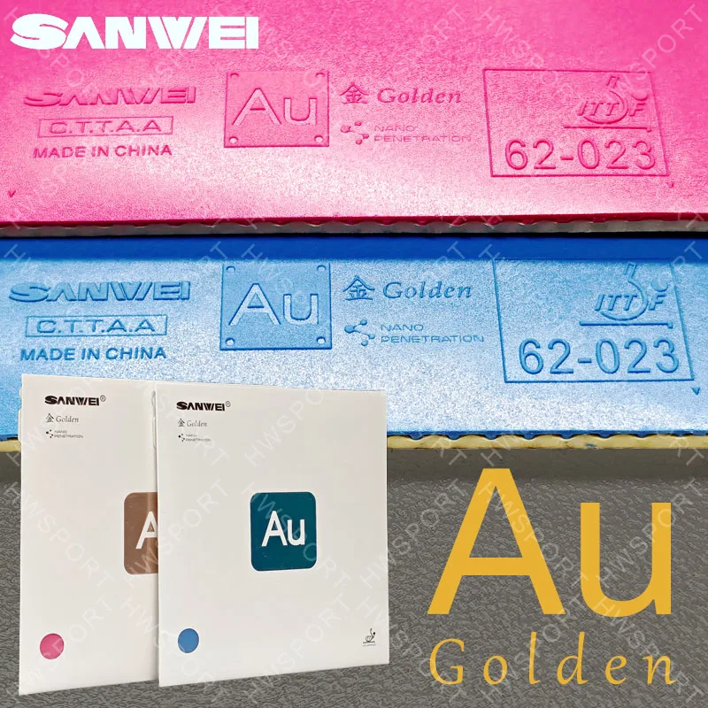 Table Tennis Rubber SANWEI AU Golden Non Sticky Blue Pink with Cake Sponge Made In China