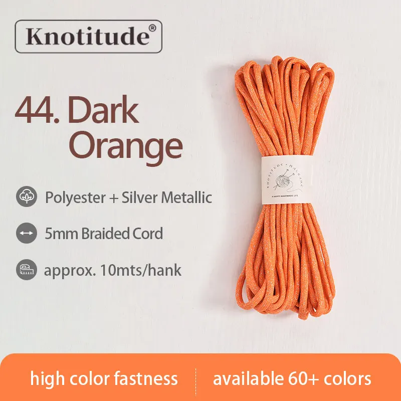 Silver Glossy Polyester Braid Rope with Shiny Lurex Metallic Finish - Ideal for DIY Jewelry Projects, 5mm x 10m
