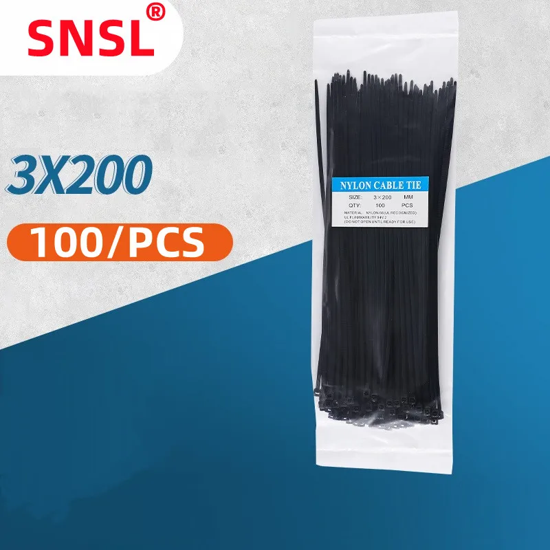 Cable ties 100PCS Self-locking Black Plastic Flange