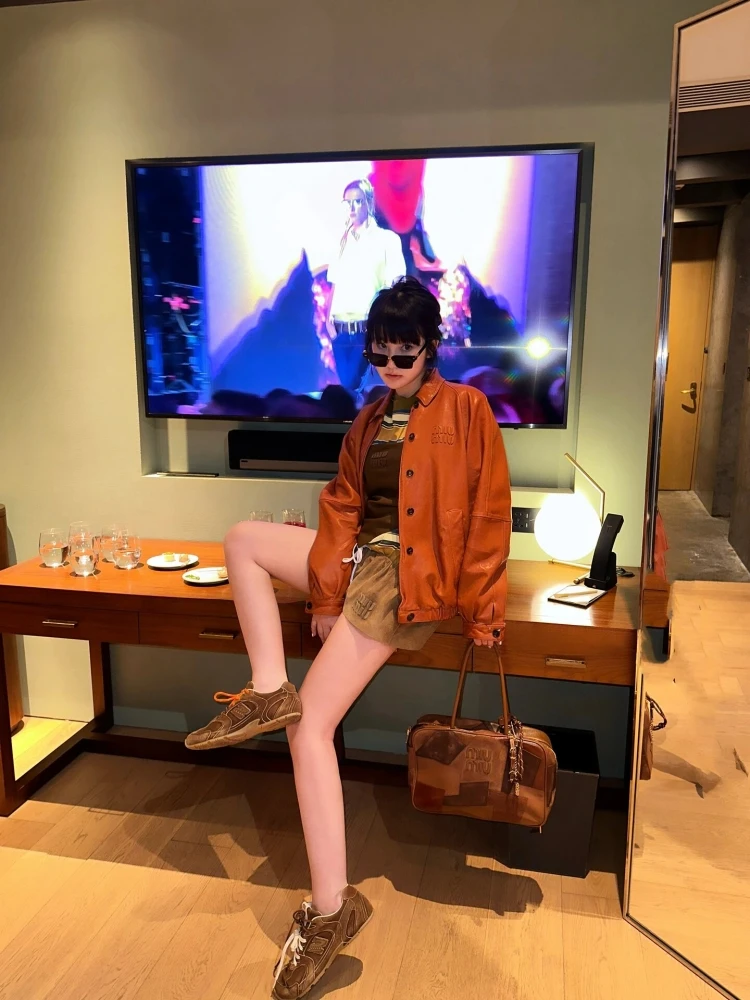 2024 New retro style round toe distressed lace up German training shoes for women's versatile fashion casual Forrest Gump shoes