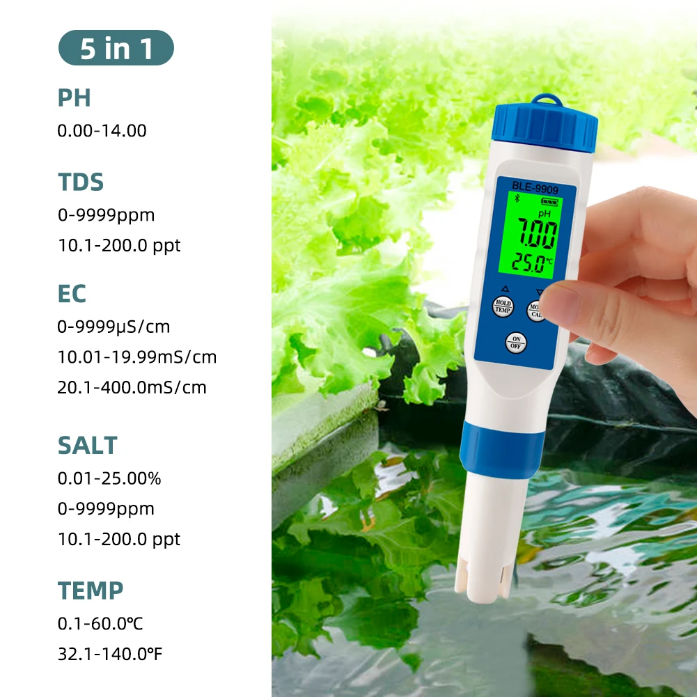 7-in-1/5-in-1 Bluetooth PH Meter Smart PH EC TDS ORP SALT S.G TEMP Water Quality