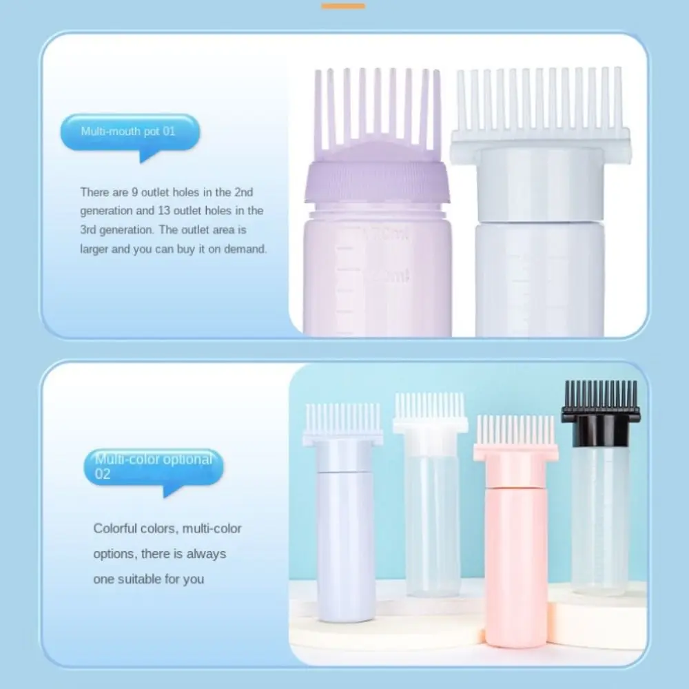 Description Picture 5 of itemPP/PE Hair Color Bottle Fashion Liquid Packaging with Comb Hair Root Applicator Jar Hair Tools Shampoo Bottle Indoor