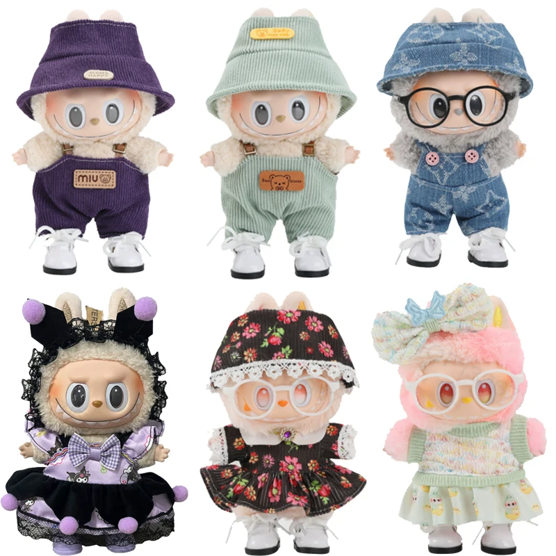 POKOJA LAND Ropa de muñeca de 17 cm, compatible con Labubu, incluye 3 conjuntos - Sombrero de cubo de moda, suéter y pantalones o conjunto de falda, adecuado para muñeca de 17 POKOJA LAND Ropa de muñeca de 17 cm, compatible con Labubu, incluye 3 conjuntos - Sombrero de cubo de moda, suéter y pantalones o conjunto de falda, adecuado para muñeca de 17