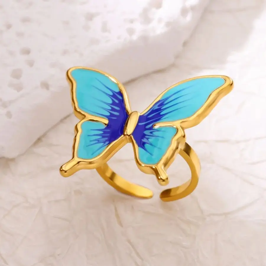 Zircon Ring For Women Gold Color Stainless Steel Weddng