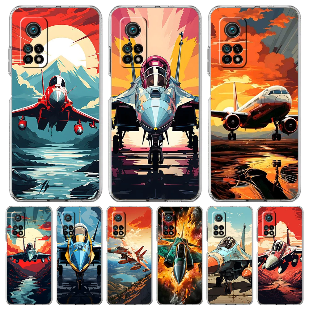 Sky jet fighter phone case für xiaomi mi poco f3 x3 x4 gt nfc m3 m4 11 ultra 12 11x 11i pro lite 5g weiche transparente abdeckung capas