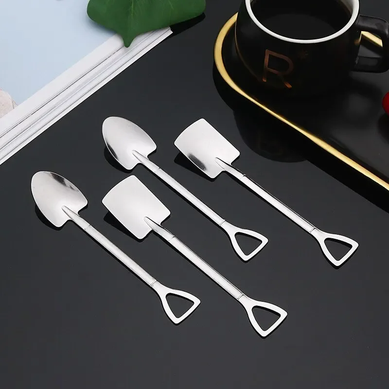 Stainless Steel Scoop Shovel Watermelon Spoon Coffee Tea Ice Cream Cake Tip Scoops 1PCS Kitchen Party Restaurant Party Supplies, stainless steel spoon,tea spoon