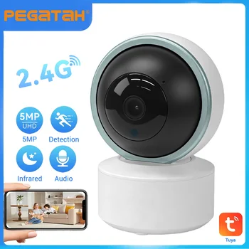 PEGATAH Tuya Smart Camera 2K Security Protection Wifi Surveillance 2.4GHz Indoor Baby Night Vision 355° Pan & Tilt 2-Way Audio 1