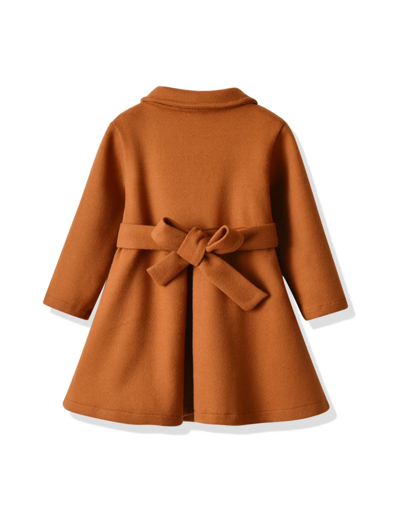 Girls Outerwear Spring and Autumn Girls' Single-breasted Toddler Jacket Casual Solid Color Cute Bow Belt