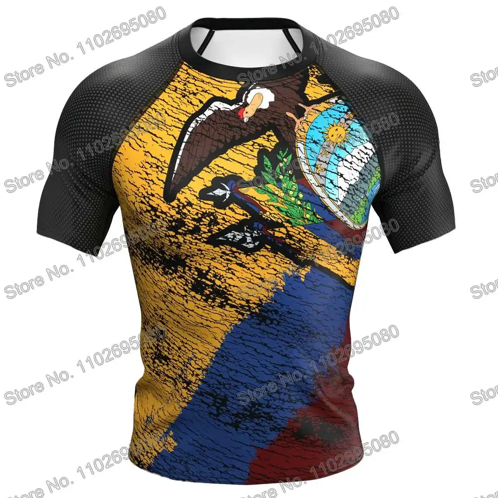 Ecuador Surf Clothing BJJ MMA Men Rash Guard Short Sleeve Diving T-Shirt Tight Swimwear Summer Beach Floatsuit Women GYM Tops