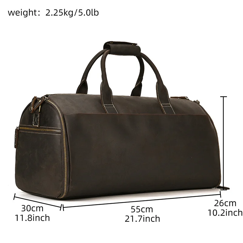 Leather Travel Bag With Shoe Compartment