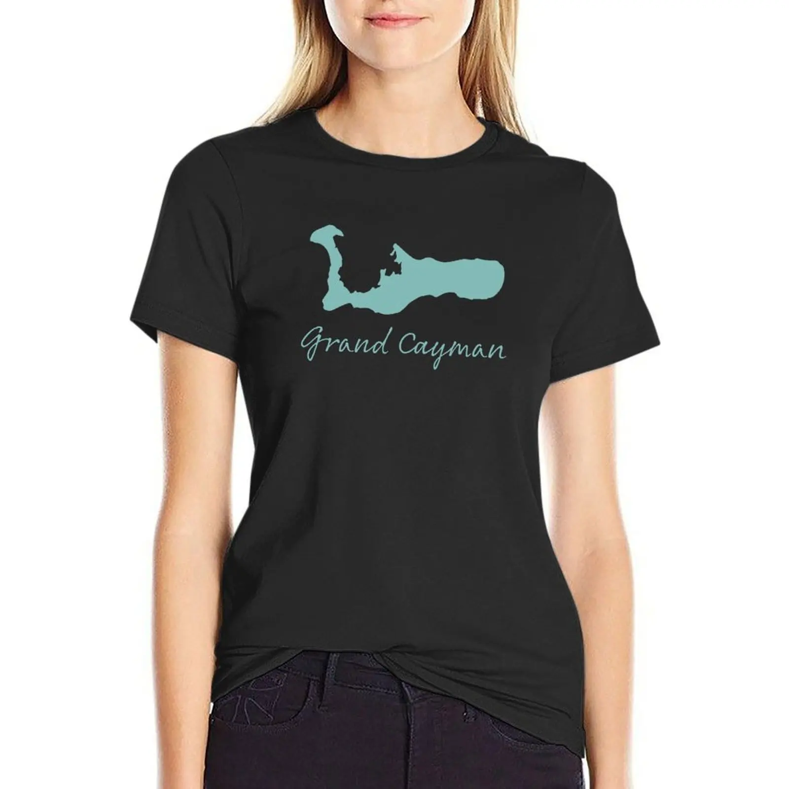 

Grand Cayman island shape T-Shirt korean fashion aesthetic clothes t-shirts for Women graphic tees funny