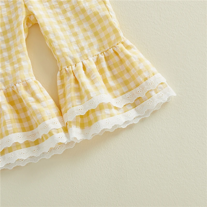 Easter Plaid Bell-Bottom Overalls 6