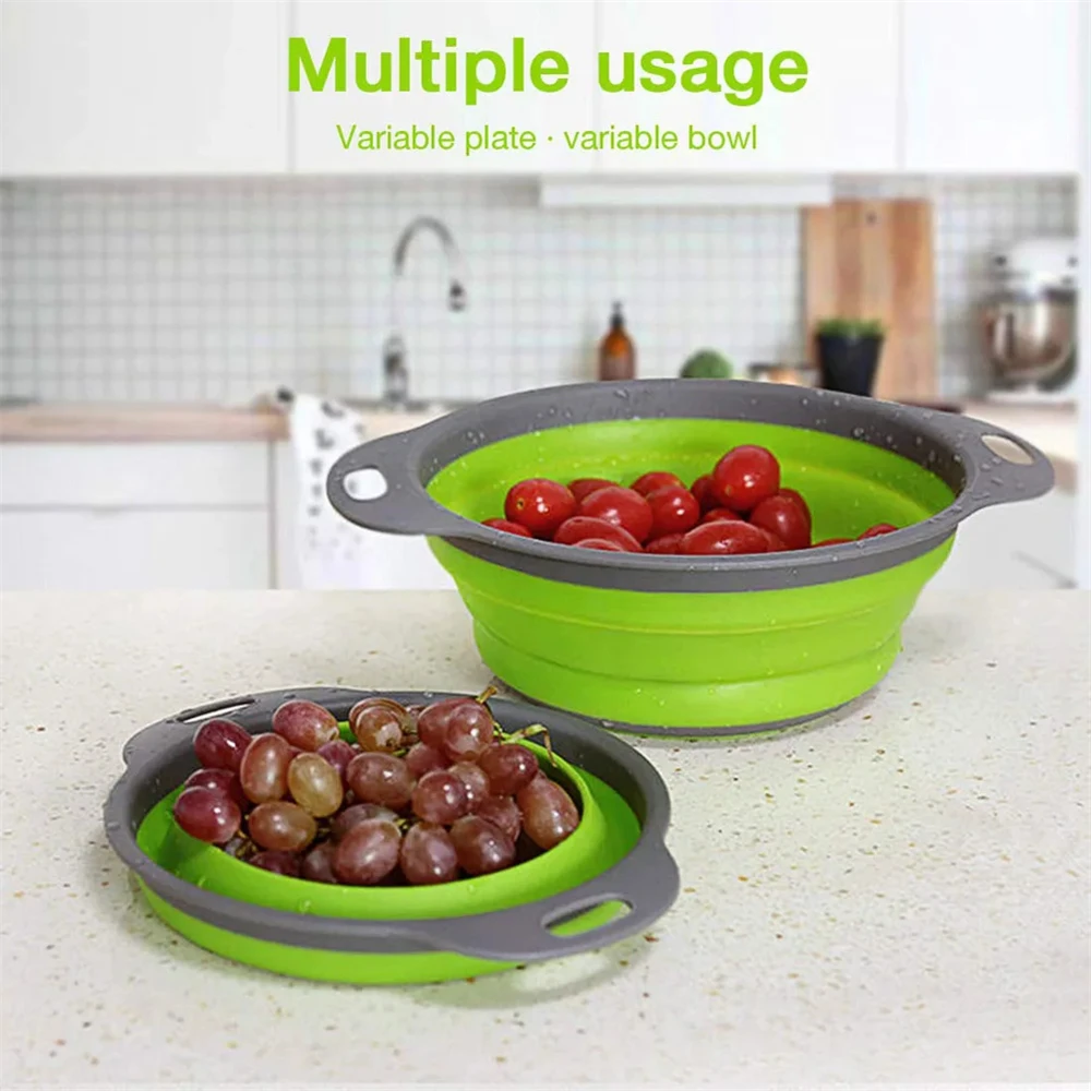Round Folding Colander for Fruits and Vegetables
