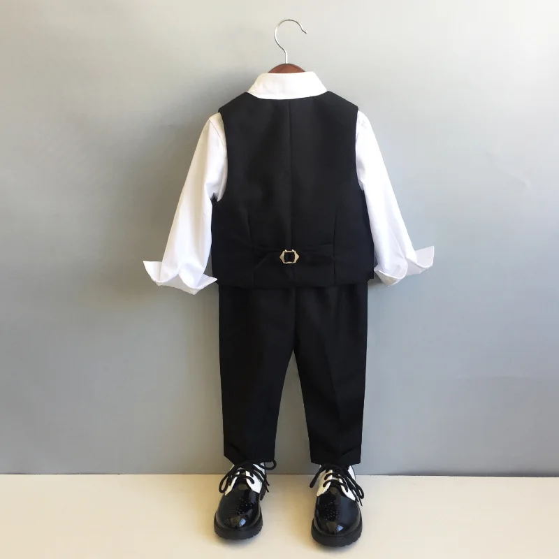 Child Formal Double Breasted Suit Set Boy Autumn Winter Wedding Party Piano Perforance Banquet Costume Kid Blazer Pants Clothes