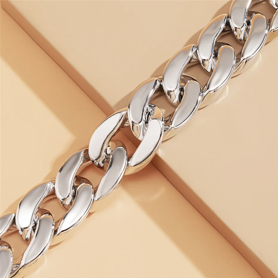 Hohe Qualität Übertrieben Acryl Große Kette Halsketten Frauen Erklärung Hüfte Hop Verdrehte Chunky Dick CCB Link Halsband Gothic Schmuck – Detail 14