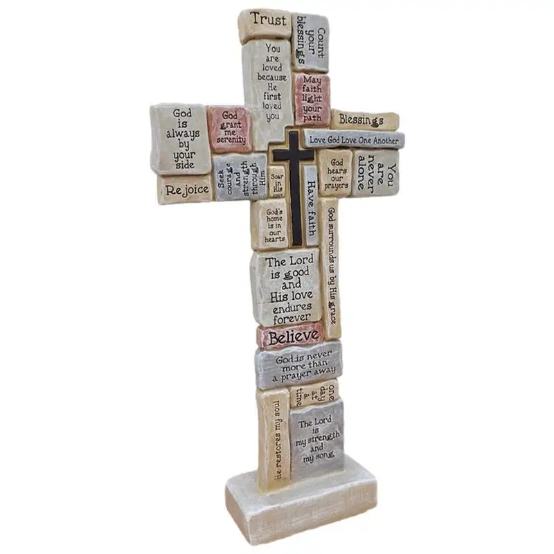 

Inspirational Standing Cross Church Relics Jesus On The Stand Covered In Encouraging Word Cross Prayer Ornament Home Table Decor