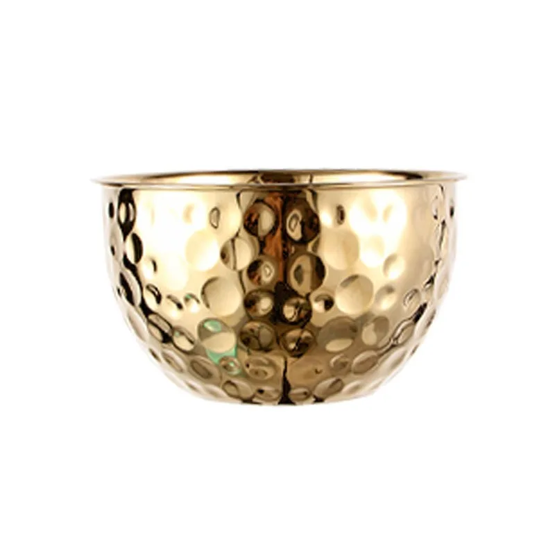 Stainless Steel Hammer Point Fruit Bowl Salad Plate Egg Pot Thickened Baking Mixing Cooking Bowl Creative Decoration