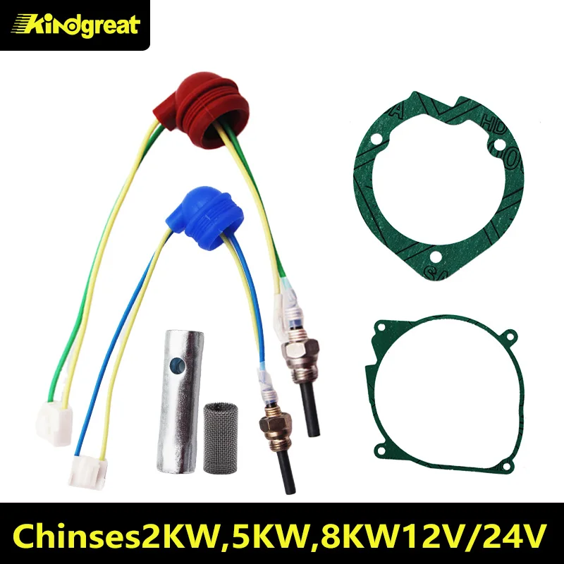 1Set 5 Pezzi Auto Aria Diesel 12V/24V Candela In Ceramica + Filtri Guarnizioni Per Riscaldatore Diesel Aria 2-5Kw Simile Webasto Eberspacher