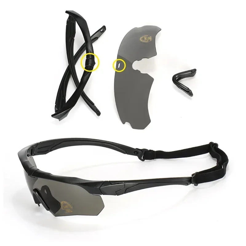 HD 3 Lens Tactical Cycling Goggles CS Airsoft Windproof Army Shooting Polarized Glasses Motorcycle Cycling Outdoor Sport polarized sports glasses polarized glasses shooting glasses polarized goggles tactical goggles safety goggles