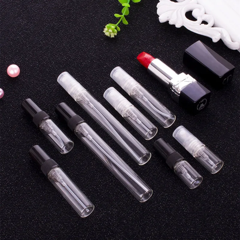 5pcs/pack 2ML 3ML 5ML 10ML Clear Mini Perfume Glass Bottle Empty Cosmetics Bottle Sample Test Tube Thin Glass Vials