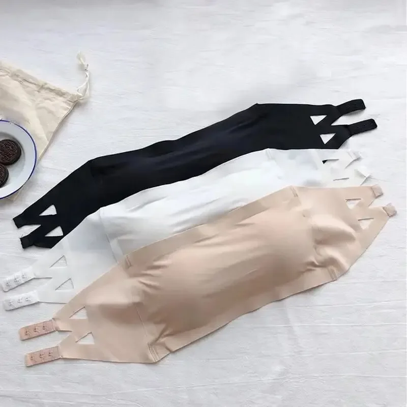 Women Seamless One-piece Tube Tops Removable Pads Intimates Basic Black/White/Skin Womens Strapless Bra Bandeau Sexy Lingerie women lingerie bra,women tube tops
