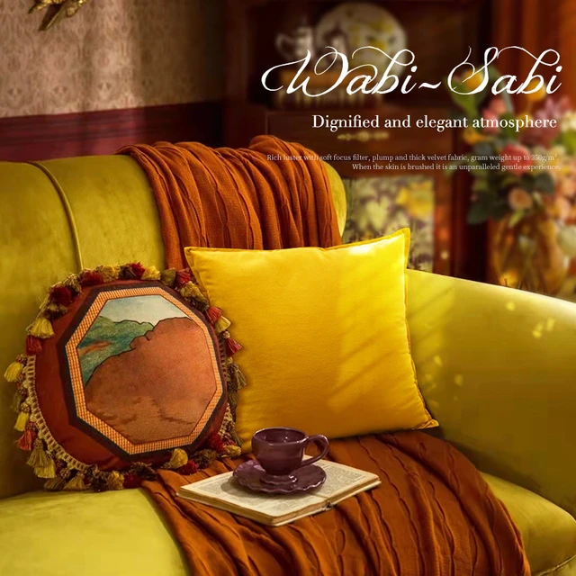 Yellow Pillow Cover Velvet Cushion Cover for Sofa Bed Decor Nordic  Decorative Pillows 18x18inch Housse De