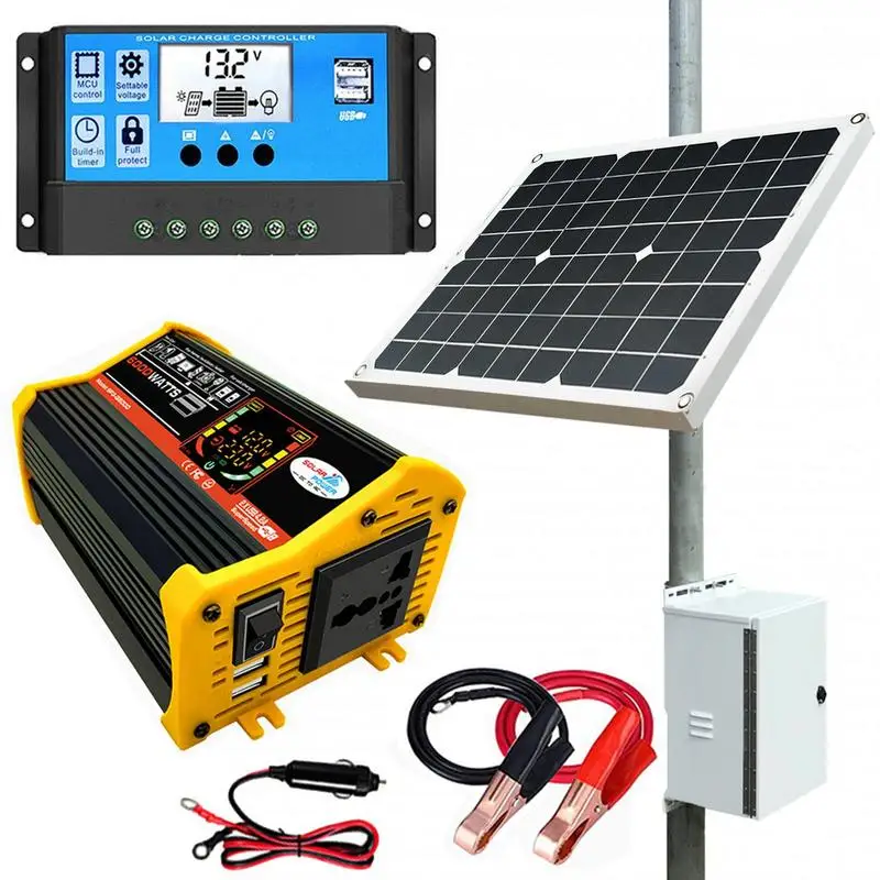 

Solar Power System 6Solar Power System With Car Inverter Dual USB Car Adapter Complete Solar Power System With Battery And