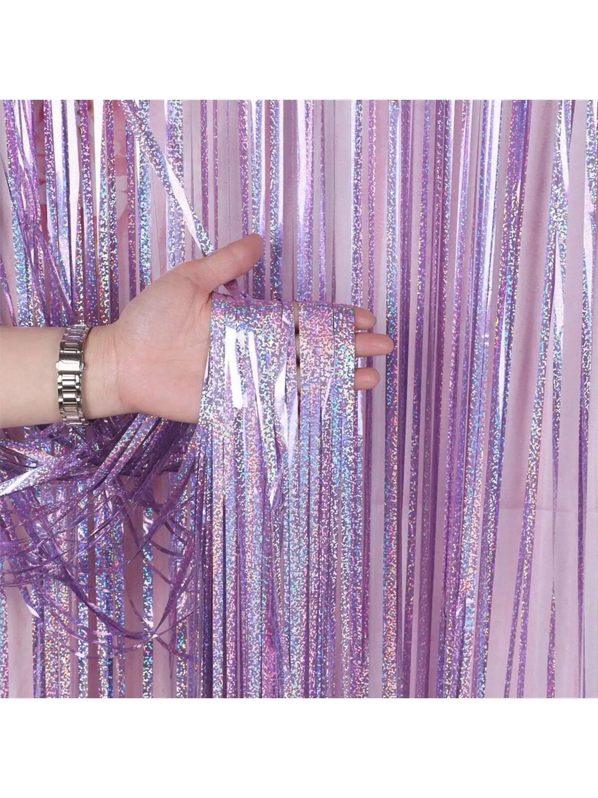 Shimmering Metallic Tinsel Foil Fringe Curtain For Party Decor 9