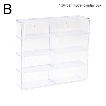 1:64 อะคริลิครถกล่องสําหรับล้อร้อนรถของเล่น 8 ตารางตู้แร็คกันฝุ่น STACKABLE รถกล่องเก็บสําหรับ Hotwheels 7