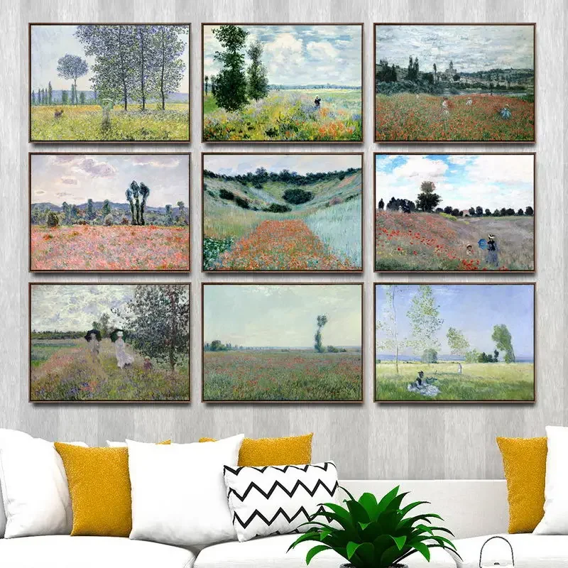 Classic Retro Wall Art Spring Poppy Field Picking Hd Canvas Print Poster Home Living Room Bedroom Pittura Decorativa