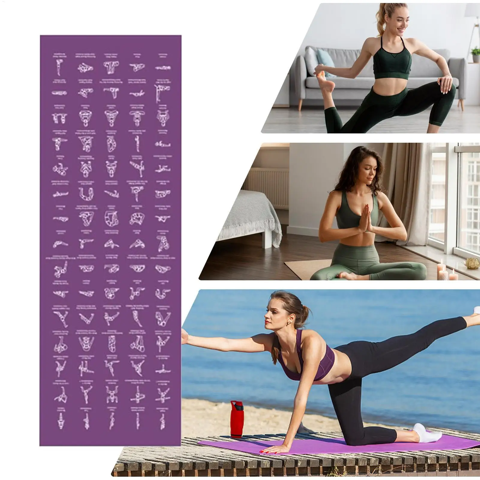Double-Sided 4mm PVC Yoga Mat with Pose Guide