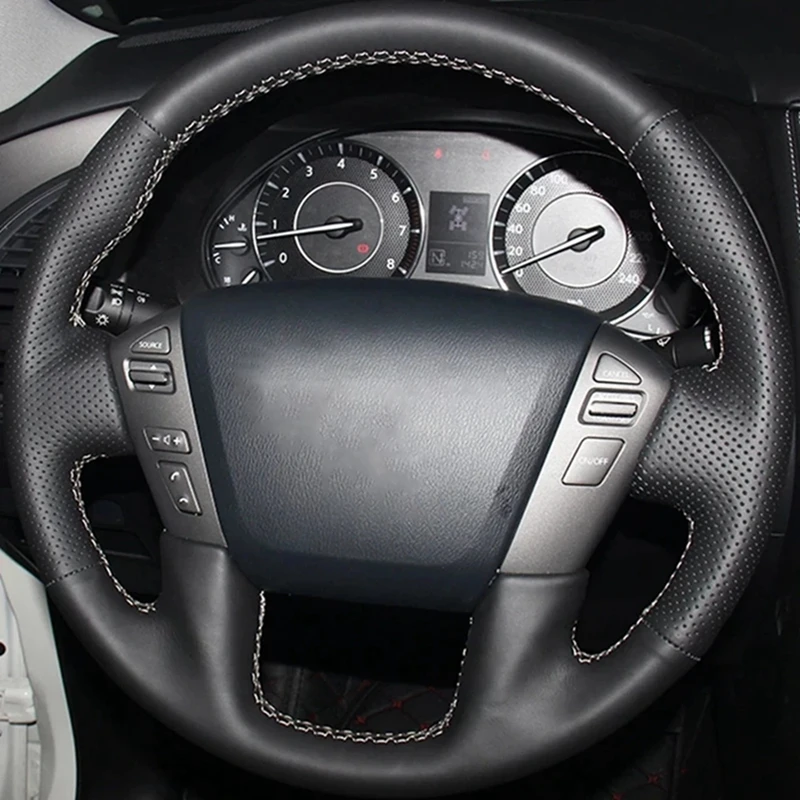 DIY schwarz Kunstleder Auto Lenkrad abdeckung für Nissan Patrouille Armada NV Fracht NV Passagier (uns) Titan Infiniti QX56 QX80