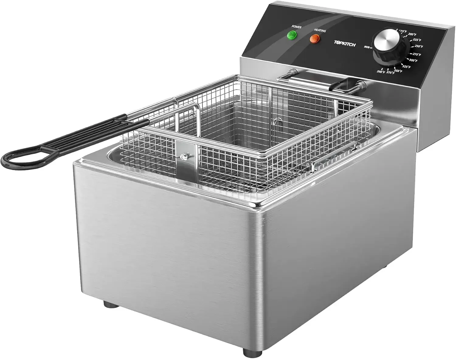 Electric Deep Fryer Countertop with Basket and Lid Capacity Stainless Steel Single Tank for Home