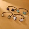 YEEVAA Vintage Style Adjustable Cuff Bracelet With Natural Amethyst, Citrine & Fluorite - Open Bangle For Women 3